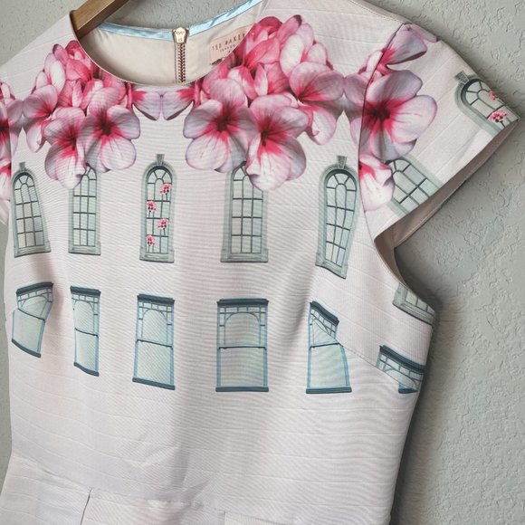 Ted Baker London Deonny Window Box Skater Mini Dress Pink  - Size 6 - EUC - Picture 7 of 13